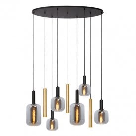 Joanet Glass 9 Light Cluster Ceiling Pendant - Smoked Grey