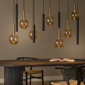 Lucide Josiane 12 Light Bar Ceiling Pendant Light - Black