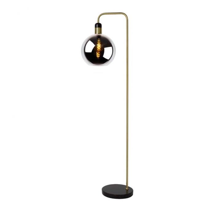 Lucide  Julius Single Light Floor Lamp In Black And Smoked Finish