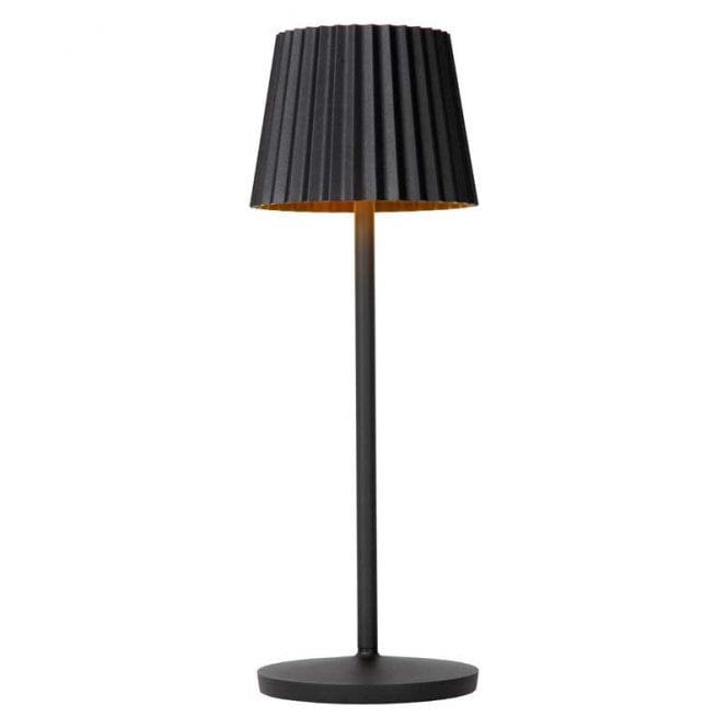 Lucide  Justine Re-Chargeable LED Outdoor Table Lamp In Black Finish