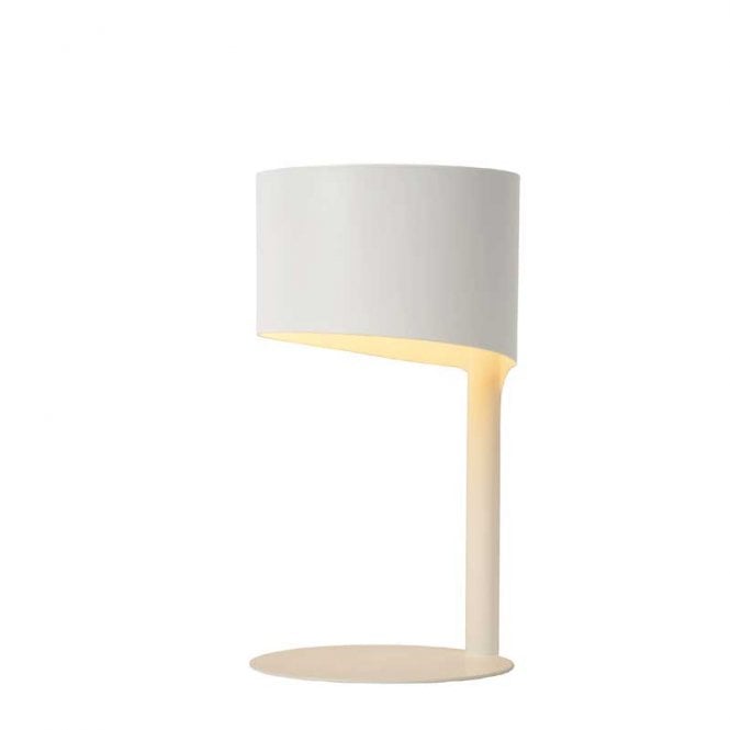 Lucide  Knulle Single Light Table Lamp In White Finish