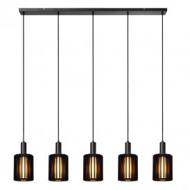 Lucide Lambres 5 Light Bar Ceiling Pendant Light - Black