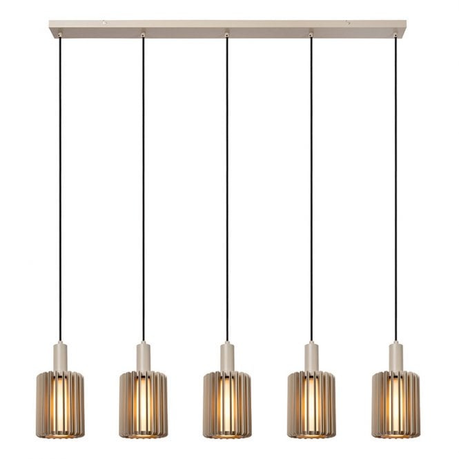 Lucide  Lambres 5 Light Bar Ceiling Pendant Light - Taupe