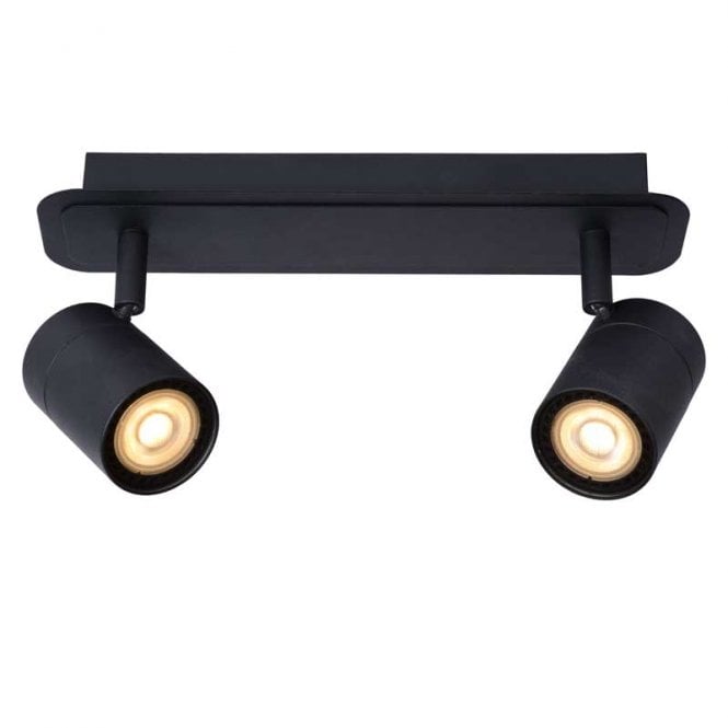 Lucide  Lennert 2 Light Bathroom Ceiling Spotlight Plate In Black Finish