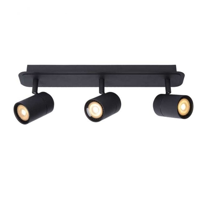 Lucide  Lennert 3 Light Bathroom Ceiling Spotlight Plate In Black Finish