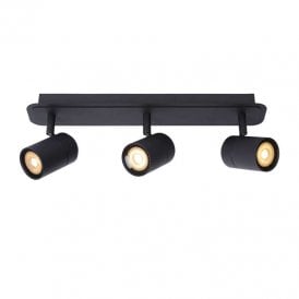 Lucide Lennert 3 Light Bathroom Ceiling Spotlight Plate In Black Finish