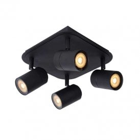 Lucide Lennert 4 Light Bathroom Ceiling Spotlight Plate In Black Finish