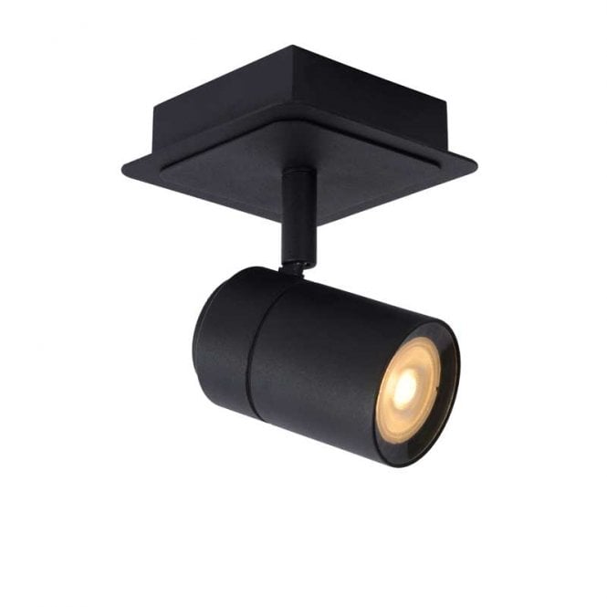 Lucide Lennert Single Light Bathroom Spotlight Plate In Black Finish