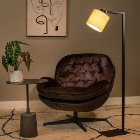 Lucide Lesley Linen Floor Lamp - Black