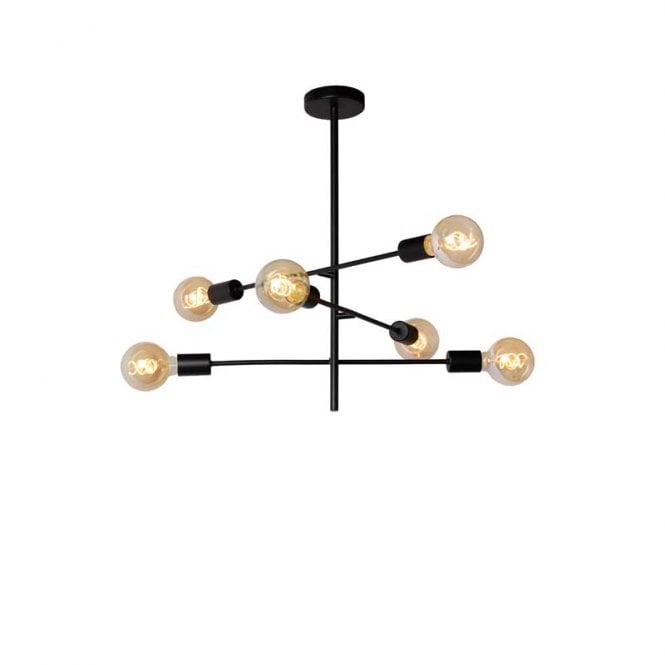 Lucide  Lester 6 Arm  Ceiling Pendant In Black Finish