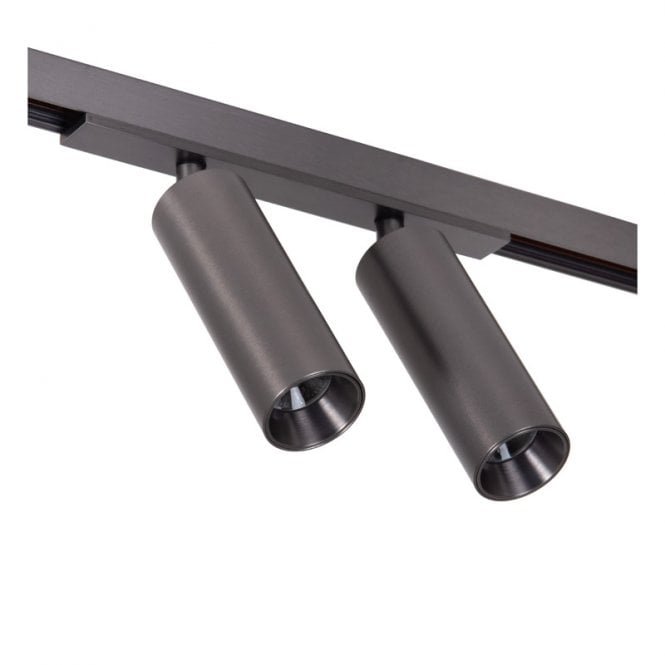 Lucide  Linial Bix 1 Circuit 8W Warm White LED Double Track Spotlight - Satin Gun Metal