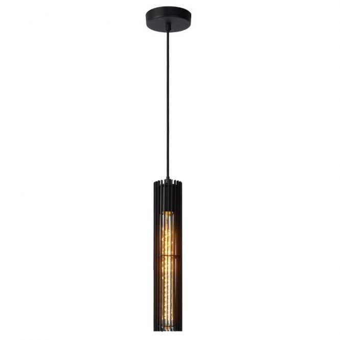Lucide  Lionel Single Light Ceiling Pendant in Black Finish