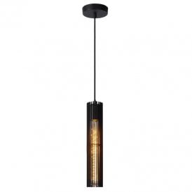 Lucide Lionel Single Light Ceiling Pendant in Black Finish