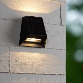 Lucide Luton Solar LED Outdoor Up & Down Wall Light with PIR Sensor - Black