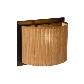 Lucide Magius Single Light Wall Fitting in Natural Rattan Finish