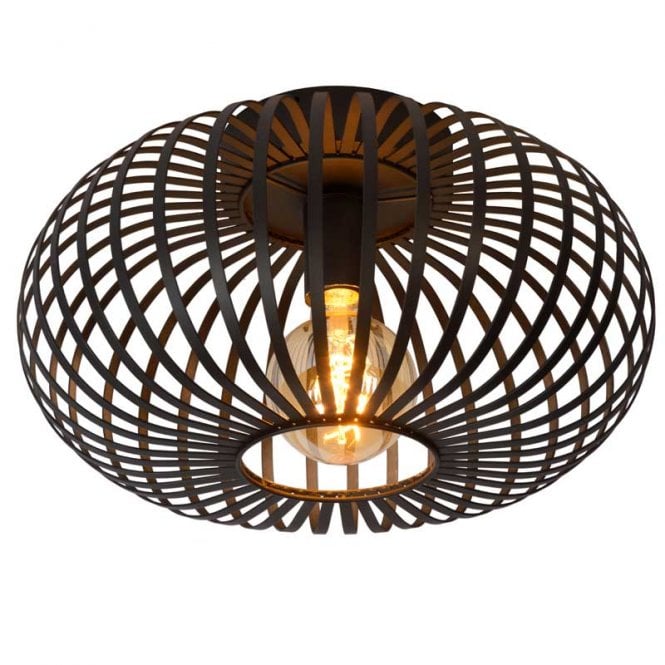 Lucide  Manuela Single Light Flush Ceiling Fitting In Black Finish