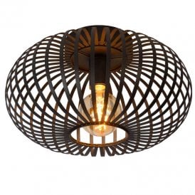 Lucide Manuela Single Light Flush Ceiling Fitting In Black Finish