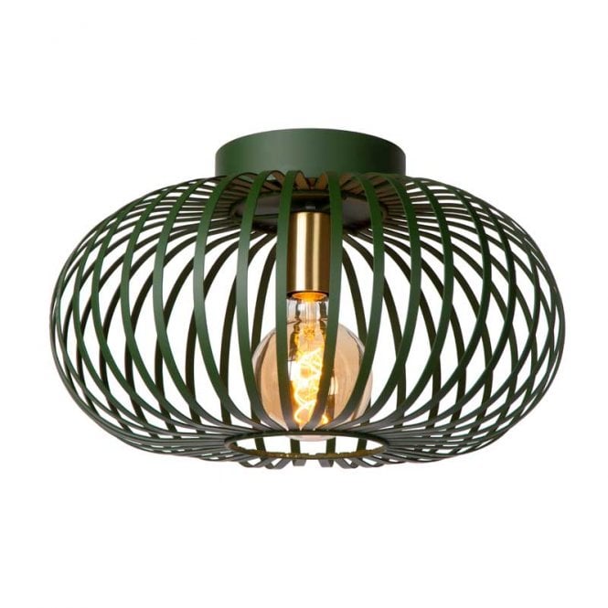 Lucide  Manuela Single Light Flush Metal Ceiling Fitting In Green Finish