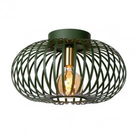 Lucide Manuela Single Light Flush Metal Ceiling Fitting In Green Finish