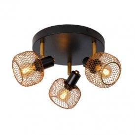 Lucide Maren 3 Light Ceiling Spotlight Fitting in Matt Gold and Black Finish