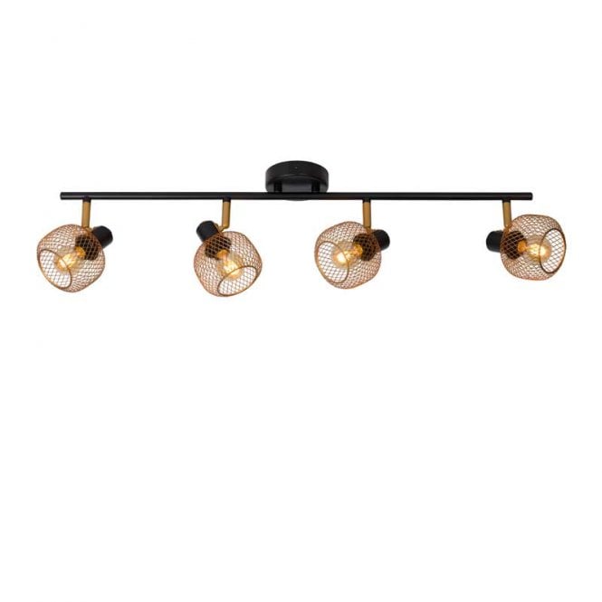 Lucide  Maren 4 Light Ceiling Spotlight Fitting in Matt Gold and Black Finish