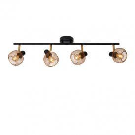 Lucide Maren 4 Light Ceiling Spotlight Fitting in Matt Gold and Black Finish