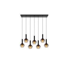 Lucide Marius 7 Light Bar Pendant In Black Finish With Smoked Glass