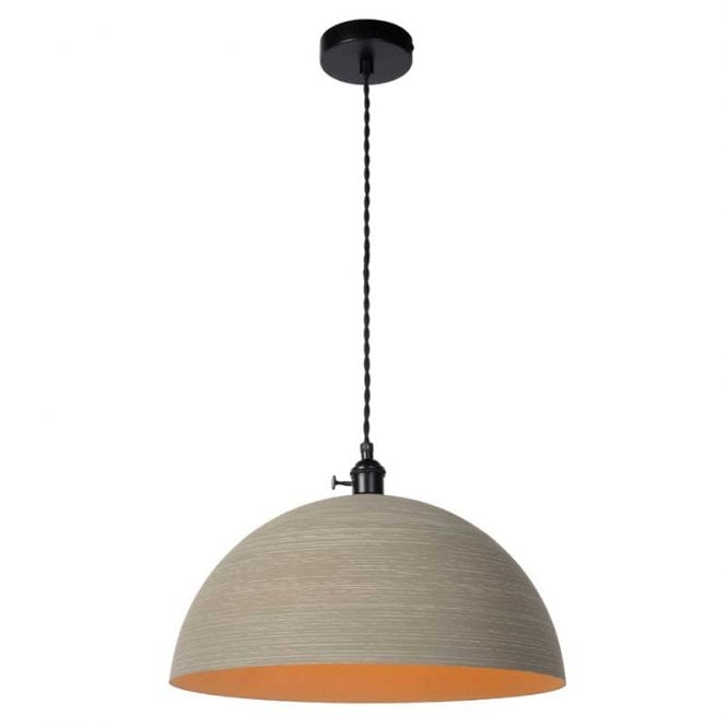 Lucide  Marne Single Light Ceiling Pendant In Taupe Finish