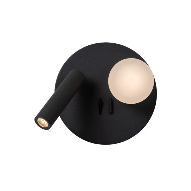 Lucide Matiz LED Wall Fitting with Adjustable Reading Light - Black