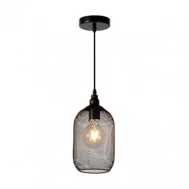 Lucide Mesh 15 Single Light Ceiling Pendant In Black Finish