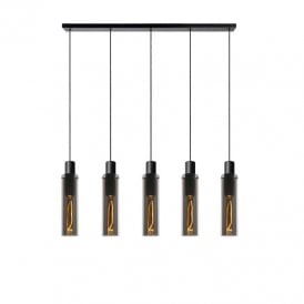 Lucide Orlando 5 Light Bar Ceiling Pendant With Smoked Glass Shades