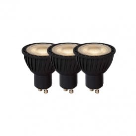 Lucide Pack of 3 Warm White Dimmable 5W LED GU10 In Black Finish