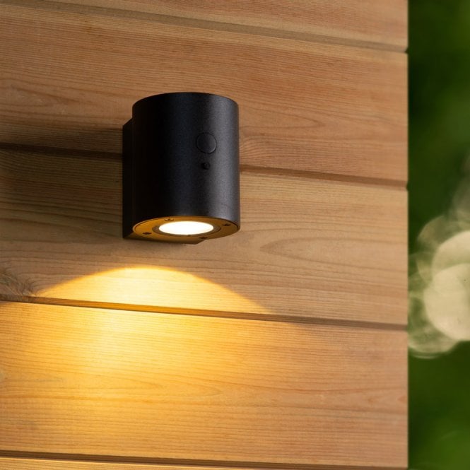 Lucide  Perth Solar LED Outdoor Wall Light with PIR Sensor - Black
