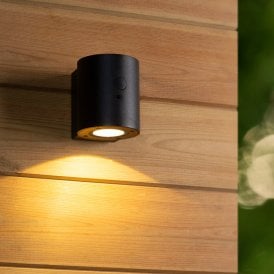 Lucide Perth Solar LED Outdoor Wall Light with PIR Sensor - Black