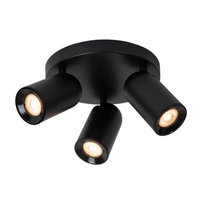 Lucide  Punch 3 Light Plate Spotlight Fitting In Black Finish