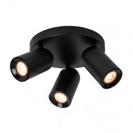 Lucide Punch 3 Light Plate Spotlight Fitting In Black Finish