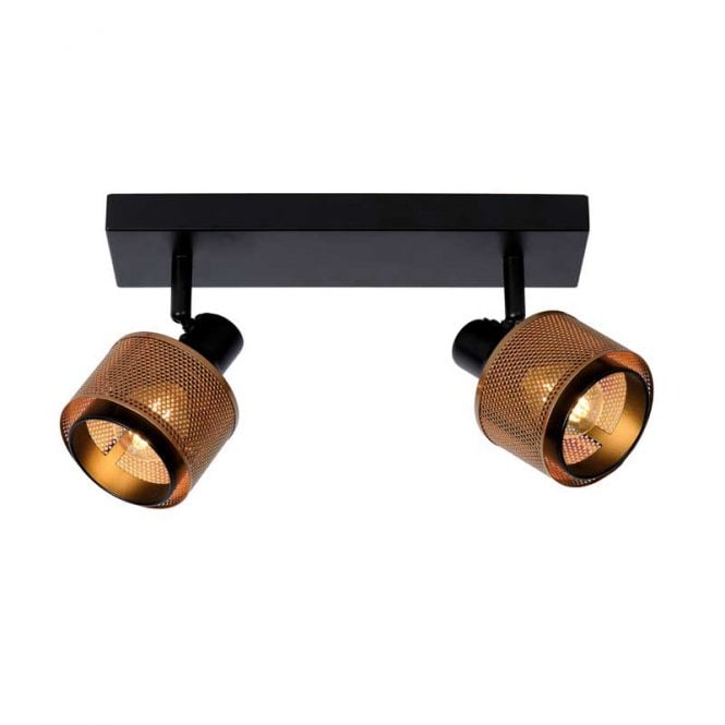 Lucide Rafa 2 Light Ceiling Spotlight Bar Fitting in Black Finish