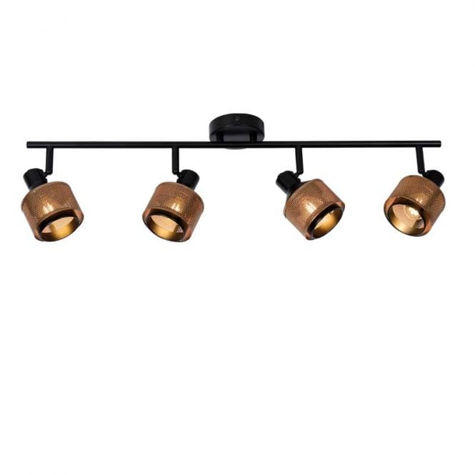 Lucide Rafa 4 Light Ceiling Spotlight Bar Fitting in Black Finish