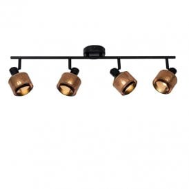 Rafa 4 Light Ceiling Spotlight Bar Fitting in Black Finish