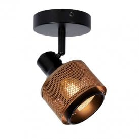 Rafa Single Light Ceiling Plate Spotlight Fitting in Black Finish
