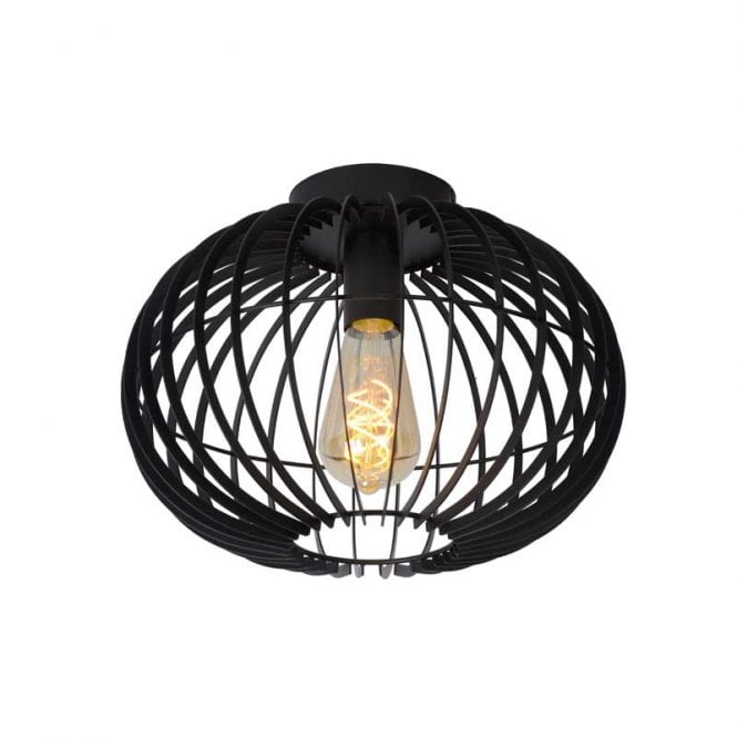 Lucide  Reda Single Light Flush Ceiling Fitting In Black Finish