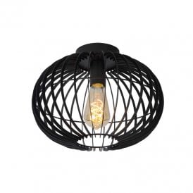 Lucide Reda Single Light Flush Ceiling Fitting In Black Finish