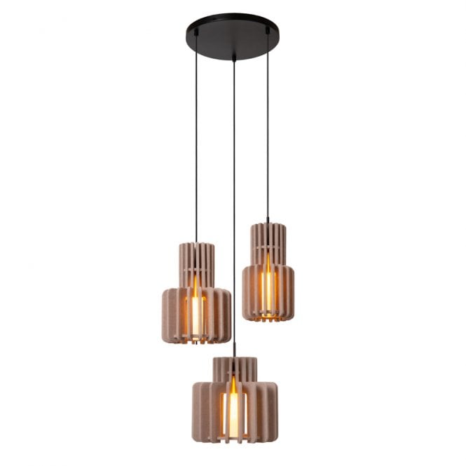 Lucide Rollo 3 Light Cluster Ceiling Pendant Light - Taupe