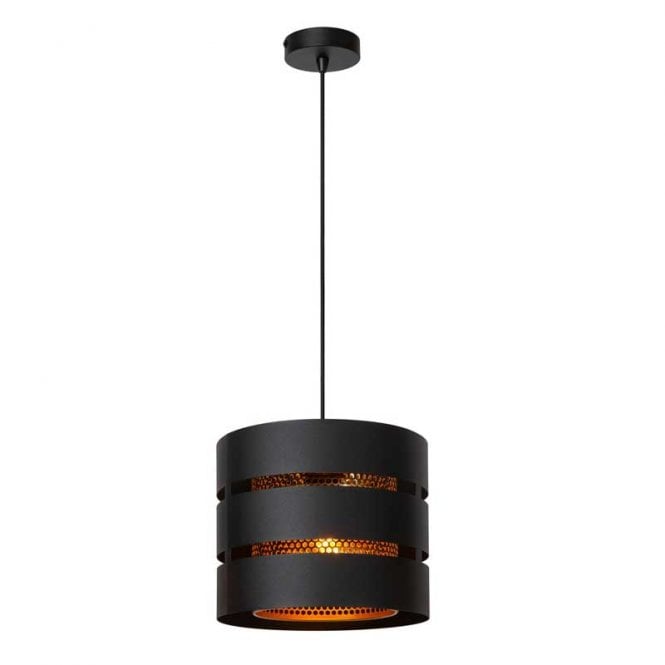 Lucide  Rosas Single Light Ceiling Pendant In Black Finish