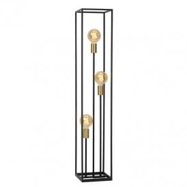 Lucide Ruben 3 Light Floor Lamp In Black & Gold Finish
