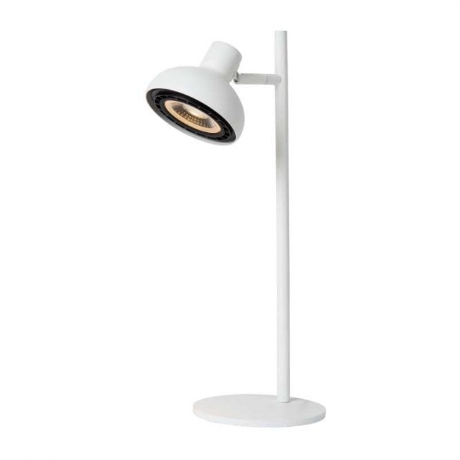 Lucide  Sensas Single Light Desk Lamp In White Finish