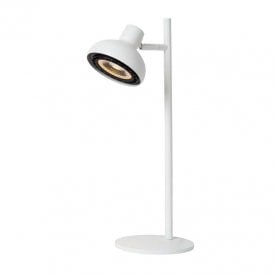 Lucide Sensas Single Light Desk Lamp In White Finish