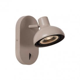 Lucide Sensas Single Light Wall Spotlight In Taupe Finish