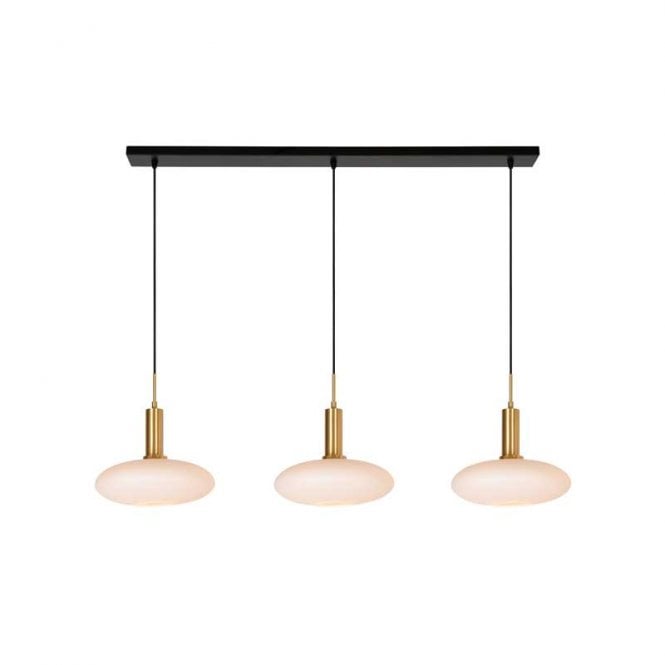 Lucide  Singala 3 Light Bar Ceiling Pendant In Matt Gold Finish, Brass