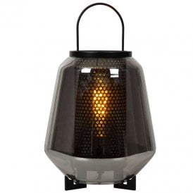 Lucide Siska Small Single Light  Table Lamp In Smoked Grey Finish